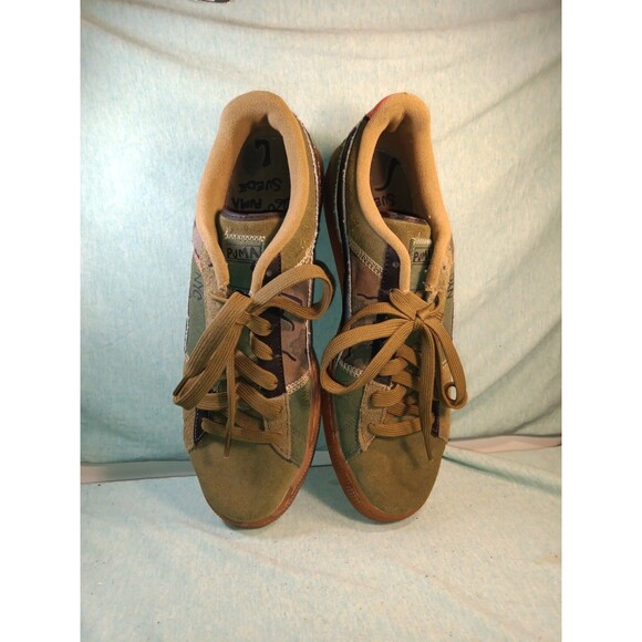 PUMA Suede Peace And Love Flagship Camo Lace Up  Mens Green Sneakers Sz 12 - Picture 2 of 6